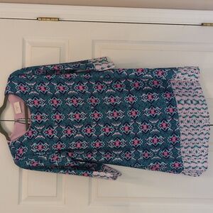 Everly Pink and Teal Patterned Dress